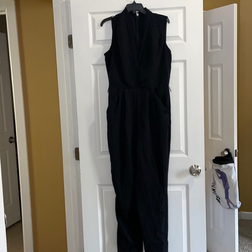 Black Jumpsuit with gold chain belt